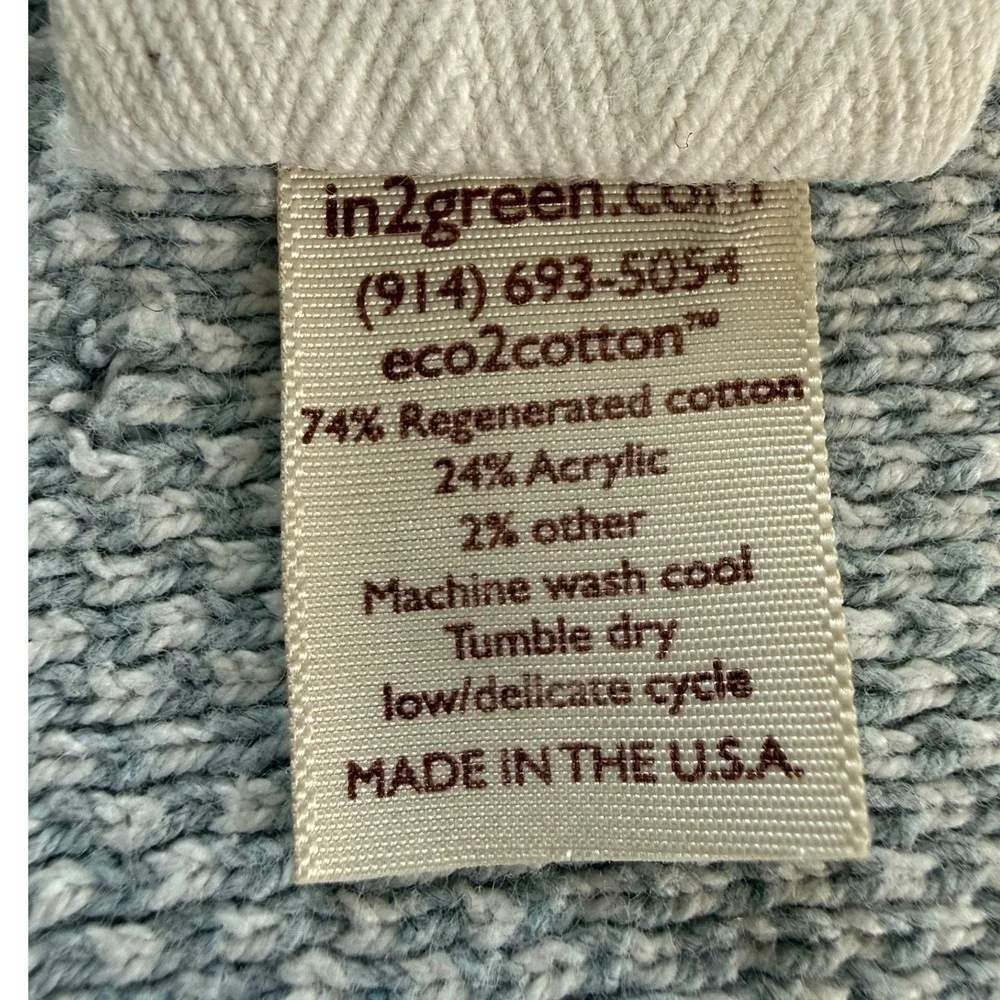 IN2GREEN Throw Blanket‎ Recycled Cotton Blue White Approximately 54x60 Coastal